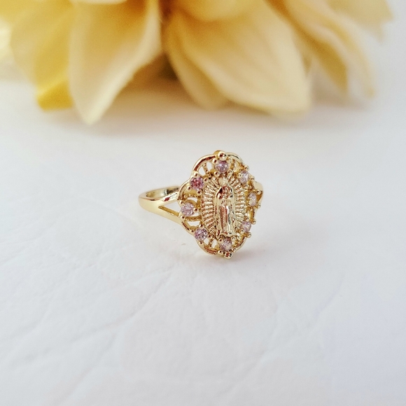 Lady of Guadalupe Crystal Gold Plated Ring - Picture 3 of 3
